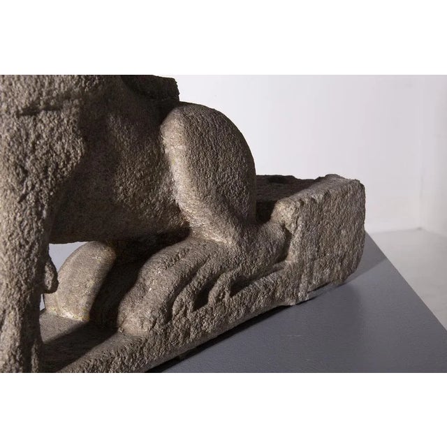 Stone Wei Dynasty Chinese Lion Sculpture in Stone, 1800s For Sale - Image 7 of 13