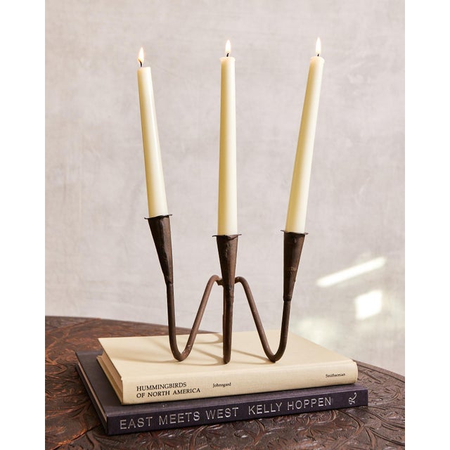 Mid-Century Modern Iron Tabletop Candelabra For Sale - Image 3 of 10