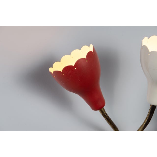 Metal Adjustable Wall Lamp with Three Decorated Shades, 1960s For Sale - Image 7 of 13