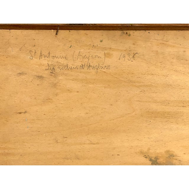 Wood 1930s French Plein Art Oil on Board Framed For Sale - Image 7 of 8