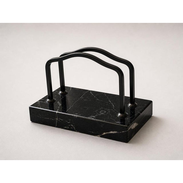 Glass Swedish Art Deco Black Marble Desk Set with Terrier Sculpture, 1930, Set of 5 For Sale - Image 7 of 9