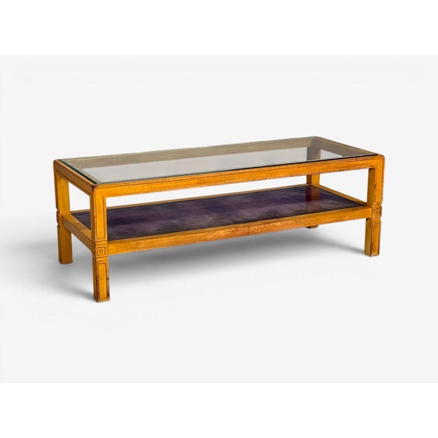 1930s Tommi Parzinger, Coffee Table, Bleached Mahogany, Leather, Usa, 1930s For Sale - Image 5 of 9