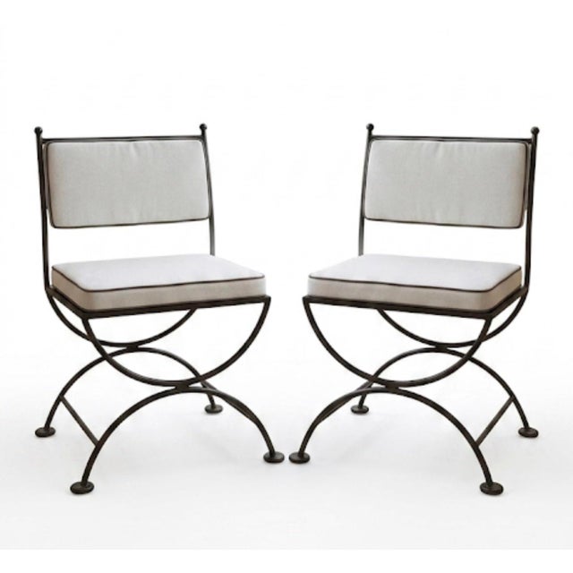 2000 - 2009 3 Pieces Vintage Turkish Cast Iron Patio Chairs & Side Table For Sale - Image 5 of 12