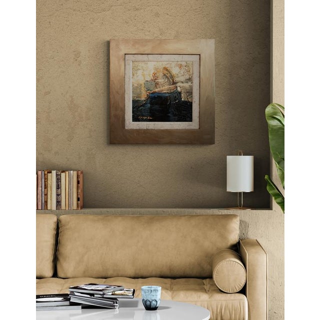 2020s Mid Sized Framed Square Abstract Landscape on Canvas. For Sale - Image 5 of 7