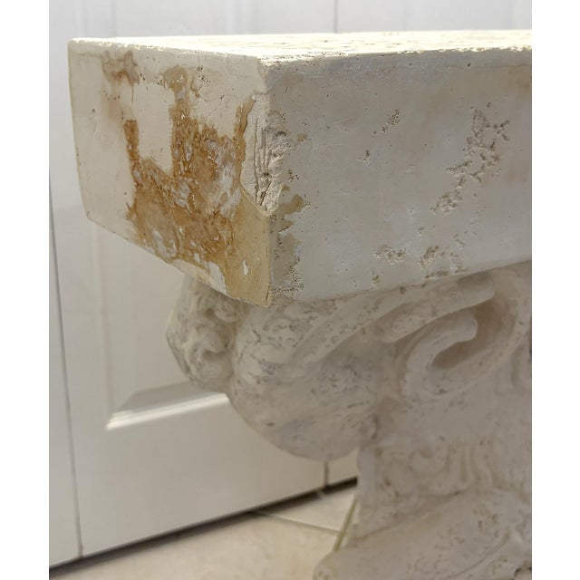 Vintage Neoclassical Style Double Rams Head Console Table For Sale - Image 10 of 16