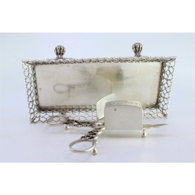 Silver Morrões Tray and Scissors with Rack Supported Four Claw-Shaped Feet and Scissors with Cutouts and Reliefs, Set of 2 For Sale - Image 5 of 8