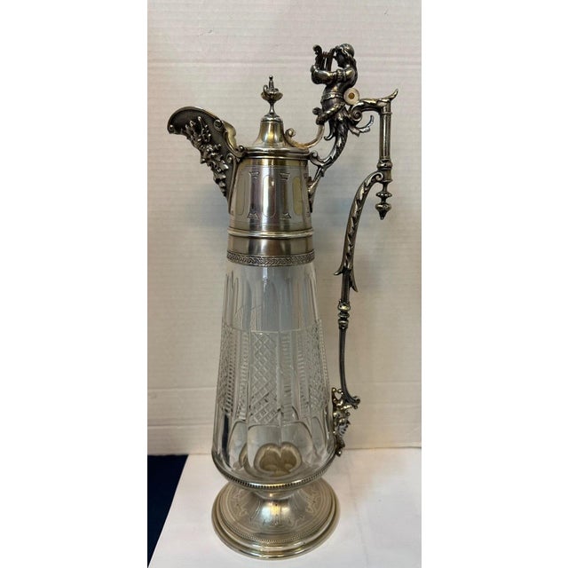 Late 19th Century German Silverplate & Crystal Claret For Sale - Image 10 of 11