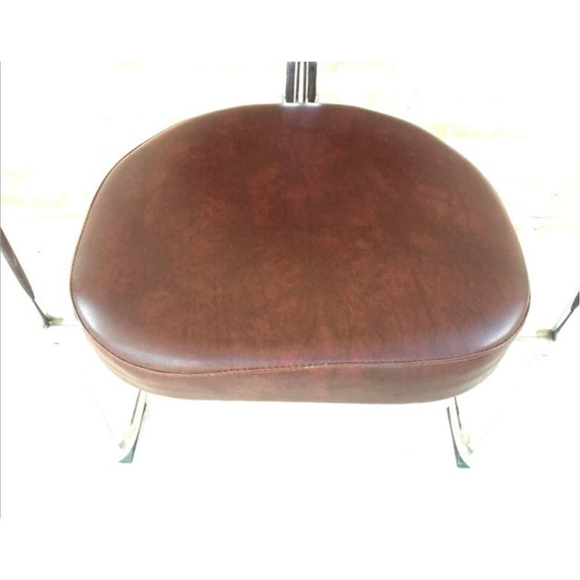 Italian Armchairs in Brown Leather and Chrome, 1980s, Set of 5 For Sale - Image 11 of 12