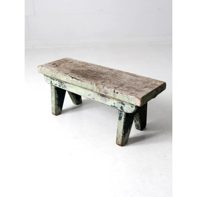 Antique Primitive Wooden Footstool For Sale - Image 6 of 10
