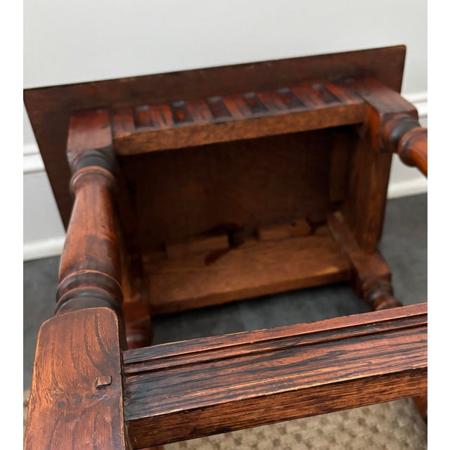 19th Century English Oak Carved Joint Stool For Sale - Image 11 of 12