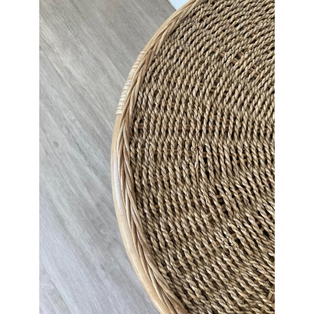 Wood Vintage Bamboo and Rattan Two Tiered Side Table For Sale - Image 7 of 7