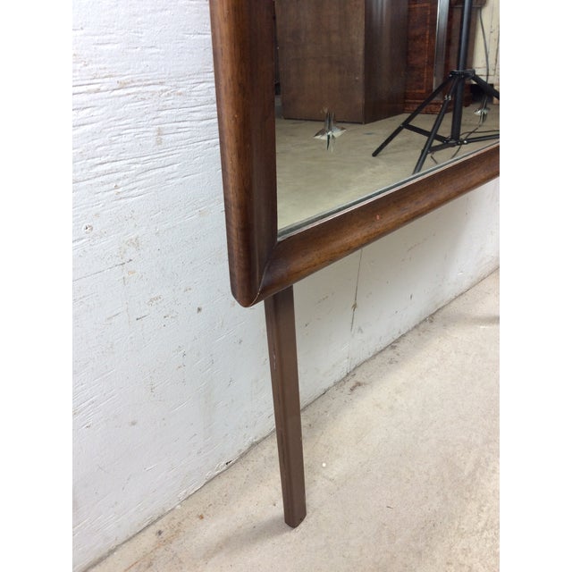 Brown Mid Century Modern Mountable Mirror With Walnut Frame For Sale - Image 8 of 17