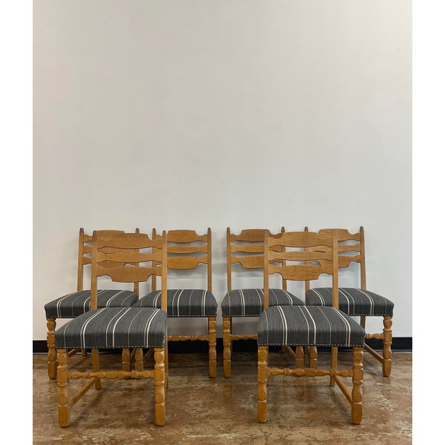 Wood Six oak Dining Chairs in the Style of Henning Kjærnulf, Denmark, 1960s For Sale - Image 7 of 16