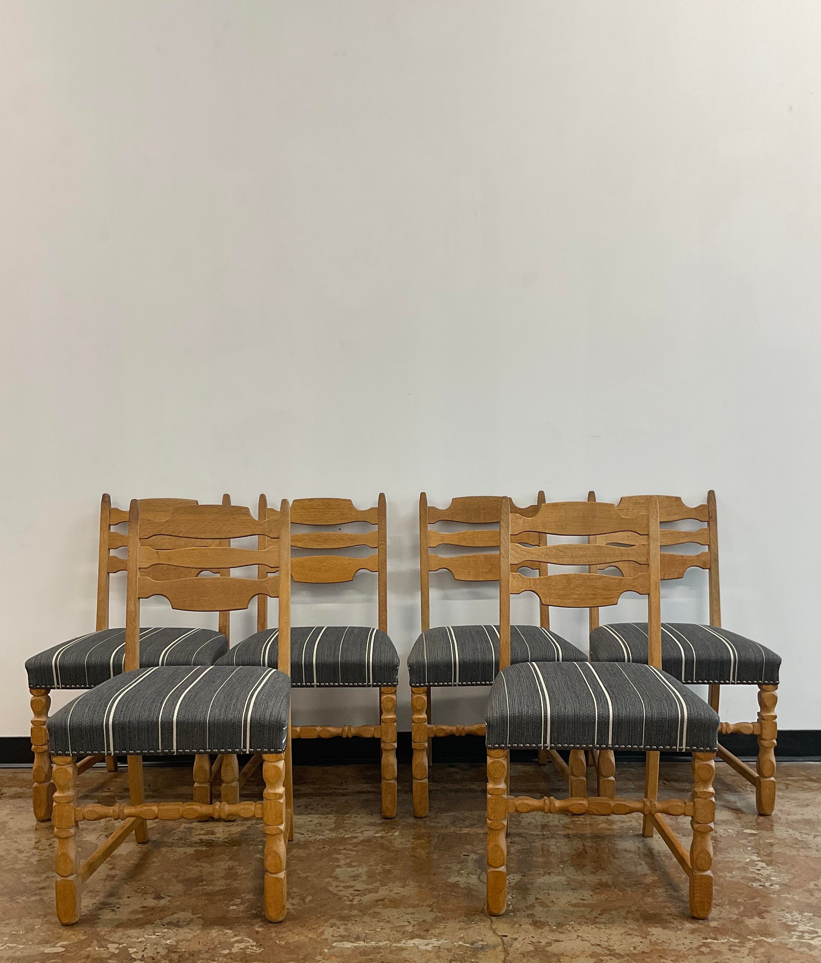 Six Razorback Oak Dining Chairs in the Style of Henning Kjærnulf
