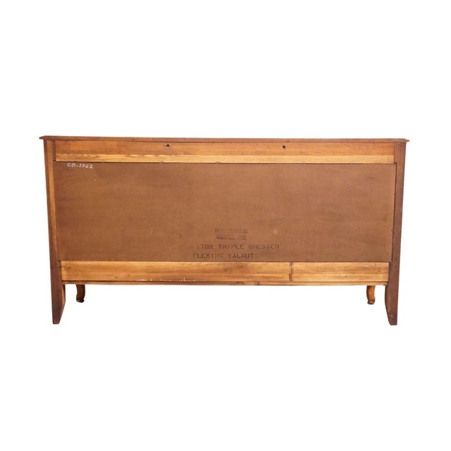 Davis Cabinet Co. Solid Walnut Country French Provincial 64" Triple Dresser 1702 - Fleming Finish For Sale - Image 12 of 15