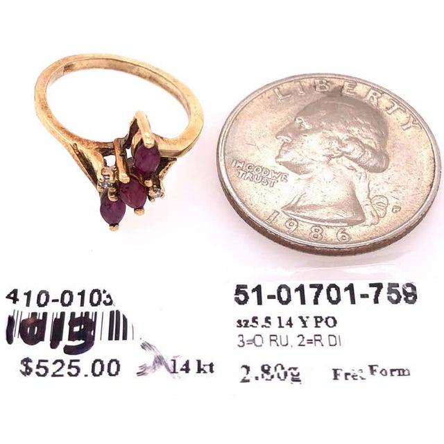 14 Karat Yellow Gold Freeform Ruby With Diamond Accent Ring For Sale In New York - Image 6 of 6