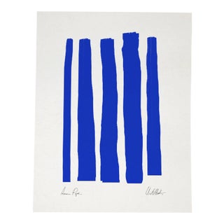 Contemporary Abstract Blue Lines Giclee Print, Framed For Sale