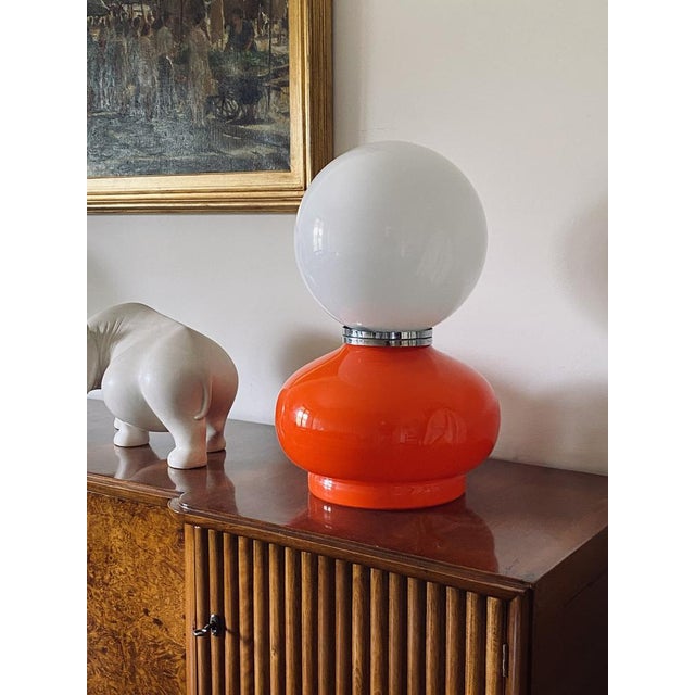 Space Age Red Murano Glass Table Lamp attributed to AV Mazzega, 1970s For Sale - Image 3 of 16
