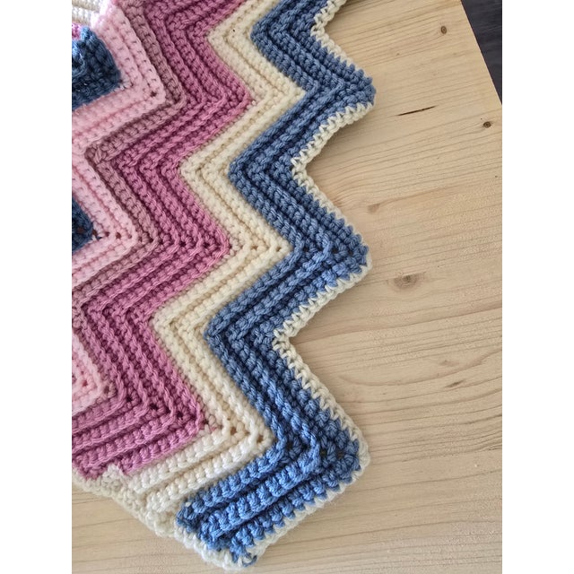 White Vintage Crocheted Afghan Blanket For Sale - Image 8 of 8