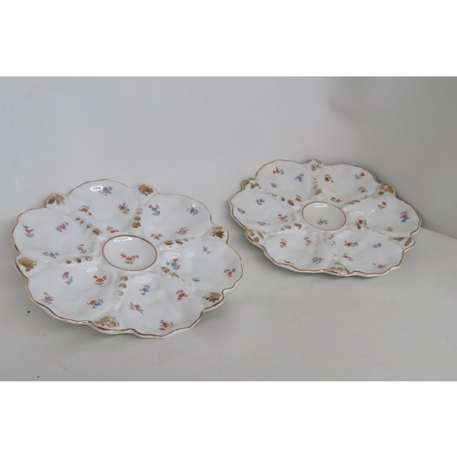 Porcelain Snack Dish Divided Oyster Serving Plate a Pair 4579b For Sale - Image 14 of 14