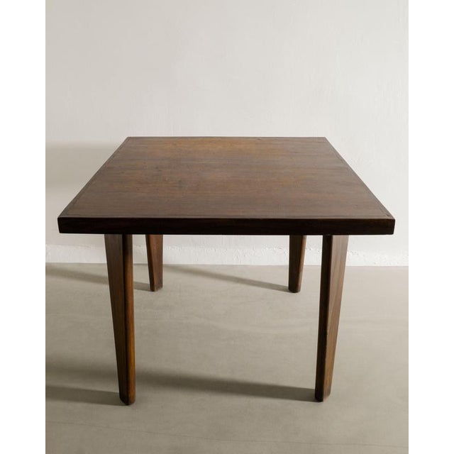 1950s Squared Wooden Dining Table by Pierre Jeanneret, 1950s For Sale - Image 5 of 7