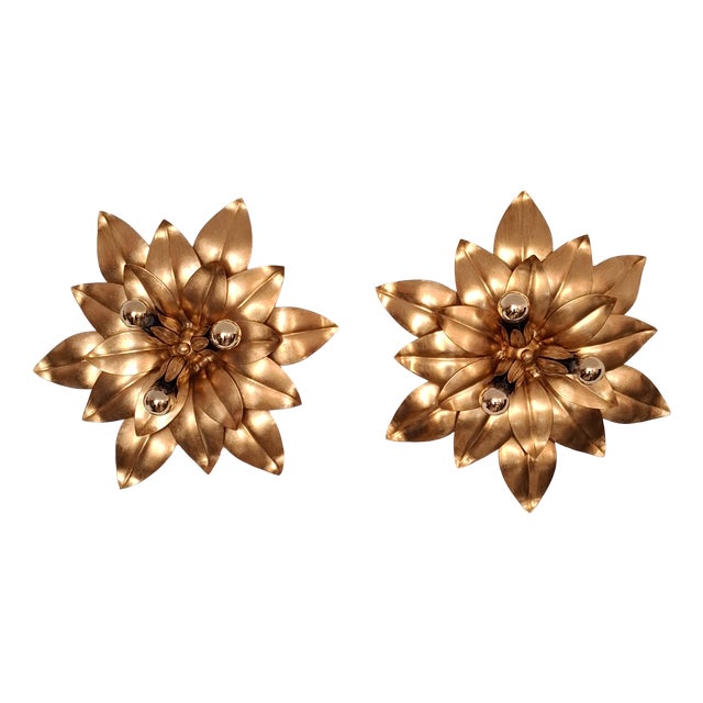 Mid-Century Wall Lamps with Florentine Design, 1970s, Set of 2 For Sale