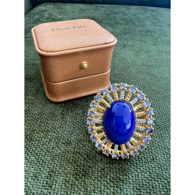 Bochic "Orient" Vintage Diamond, Blue Opal & Tanzanite Ring Set 18K Gold & Silver For Sale - Image 17 of 18