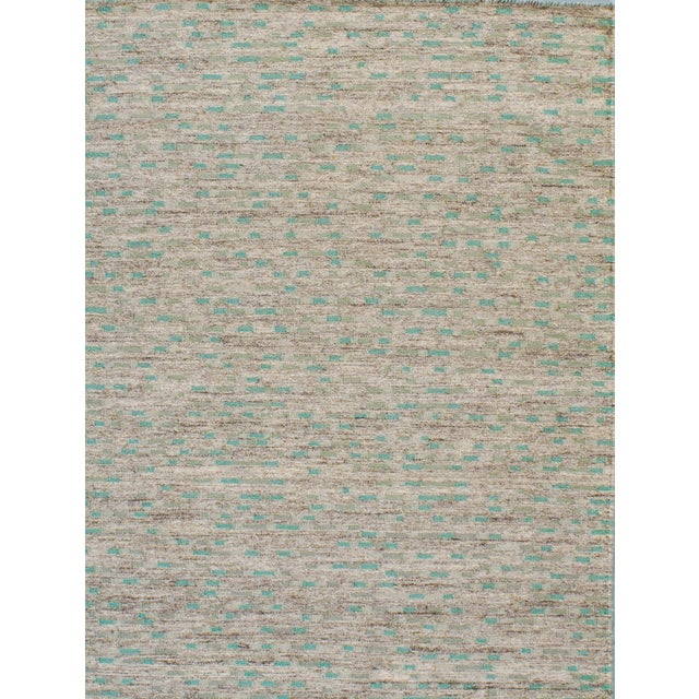 Swedish Style Kilim Deco Aqua Rug 8' X 10' For Sale In New York - Image 6 of 9