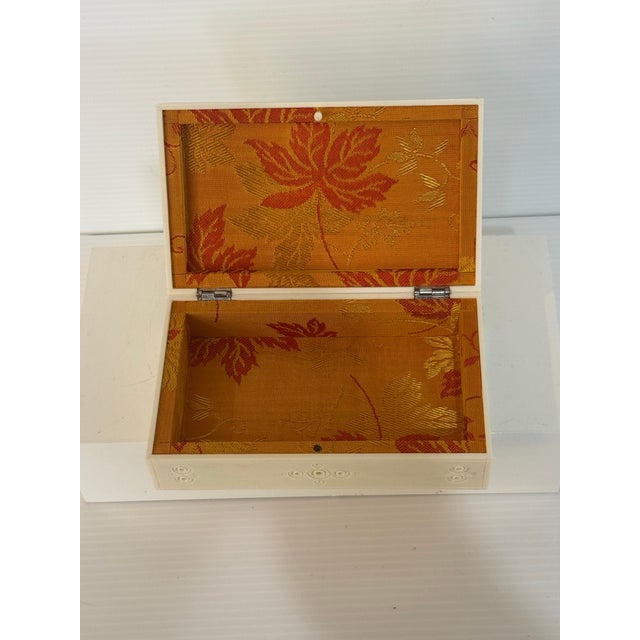 Vintage Hand-Carved Bone Overlay Jewelry Box With Deer Motif For Sale - Image 10 of 12