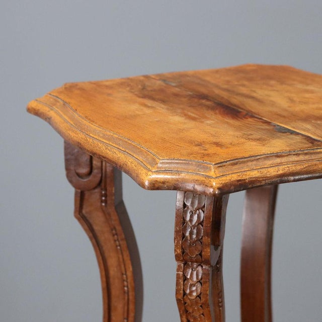 Antique Italian Plant Stand in Carved Walnut, 1800s For Sale - Image 3 of 9