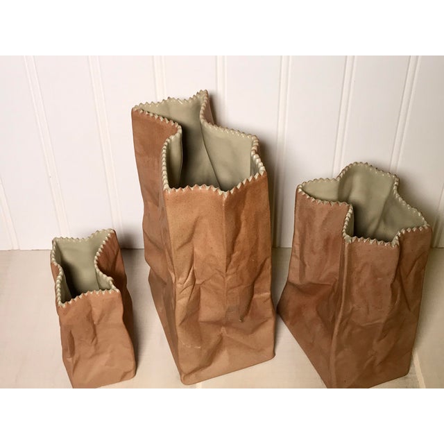 1970s Rosenthal Studio Line Tapio Wirkkala Brown Paper Bag Vase Set