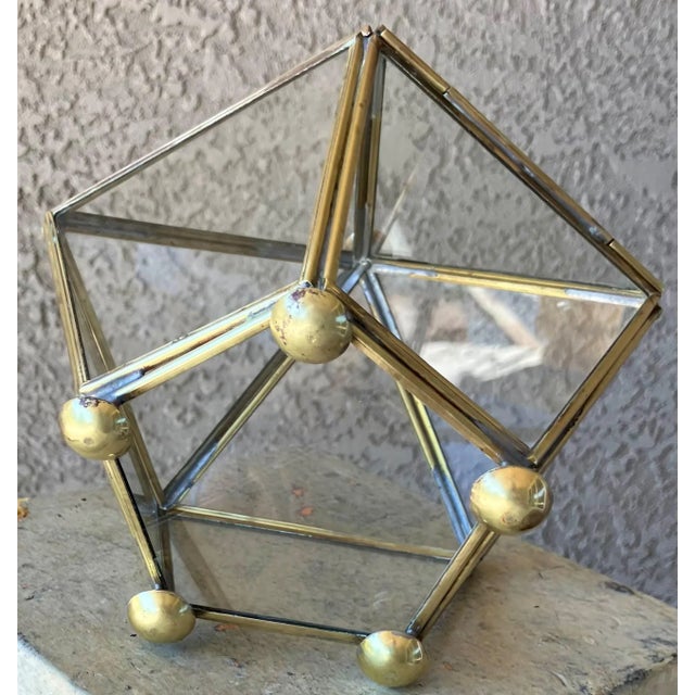 Mid 20th-Century Pentagon-Shaped Brass & Glass Keepsake / Trinket Box For Sale - Image 10 of 15