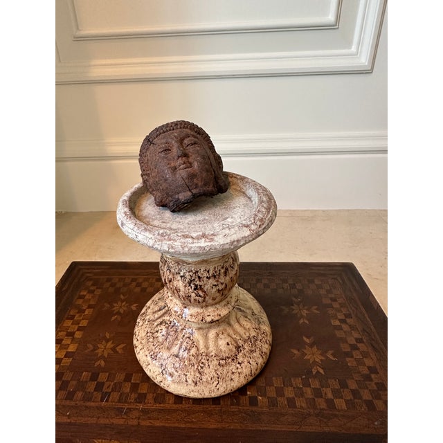 Ceramic Vintage 5” French Glazed Terracotta Pillar Candleholder For Sale - Image 7 of 14