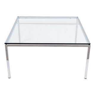 Vintage Square Glass and Chrome Coffee Table by Knoll International, 1970s For Sale