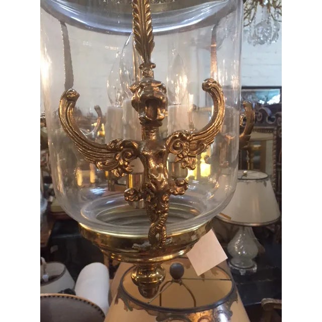 Vintage English Glass and Brass Lantern For Sale In Los Angeles - Image 6 of 10