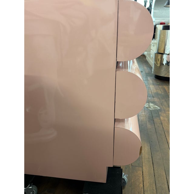 Pink 1980s Postmodern Pink Laminate Bullnose Tallboy Dresser For Sale - Image 8 of 10