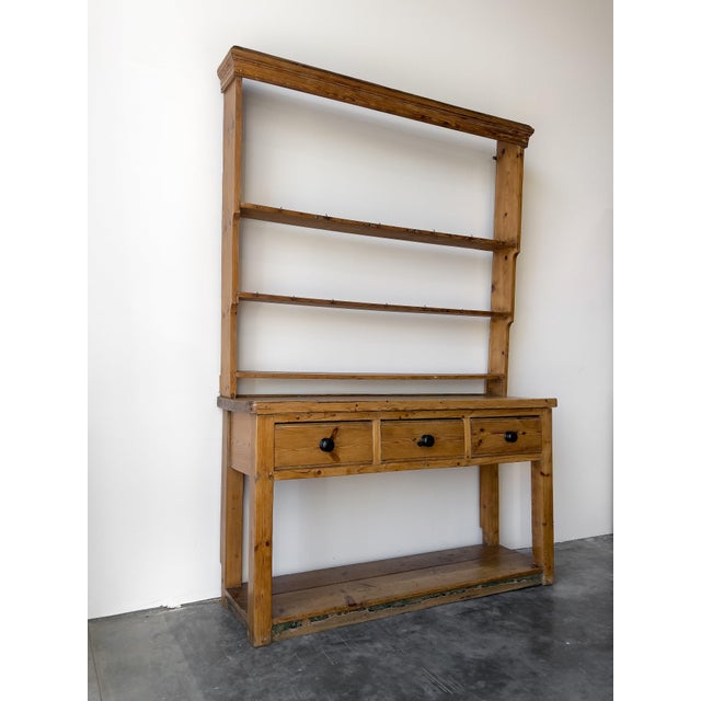 Wood Antique Pine Georgian Pot Board With Plate Rack For Sale - Image 7 of 9