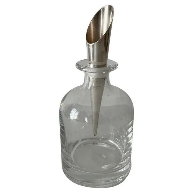 Modern Crystal Italian Pampaloni Decanter with Sterling Silver Cone Style Stopper For Sale - Image 3 of 9