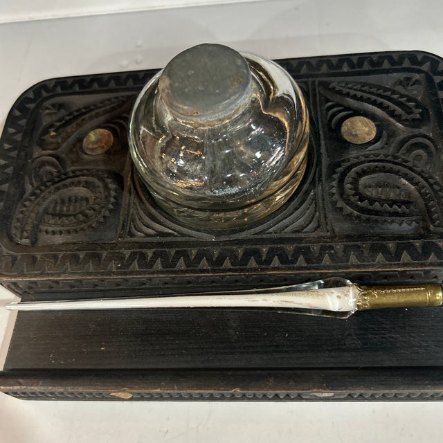 Antique Inlaid Inkwell For Sale - Image 6 of 9