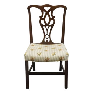 High End Solid Mahogany Traditional Chippendale Style Dining Side Chair For Sale