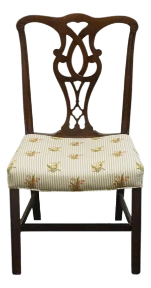 High End Solid Mahogany Traditional Chippendale Style Dining Side Chair