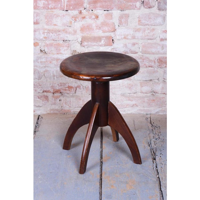 Mid-Century Czech Beech Piano Stool, 1940s For Sale - Image 3 of 12