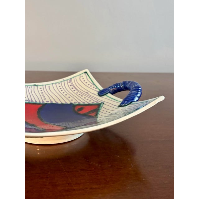 Modern Juozas Rasa Saldaitis Ceramic Serving Dish With Fish Design and Handles For Sale - Image 3 of 5