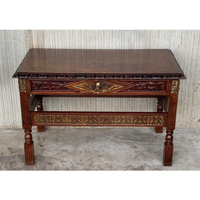 Early 20th Carved Walnut Side Table With One Drawer and Bronze Mounts For Sale - Image 4 of 13