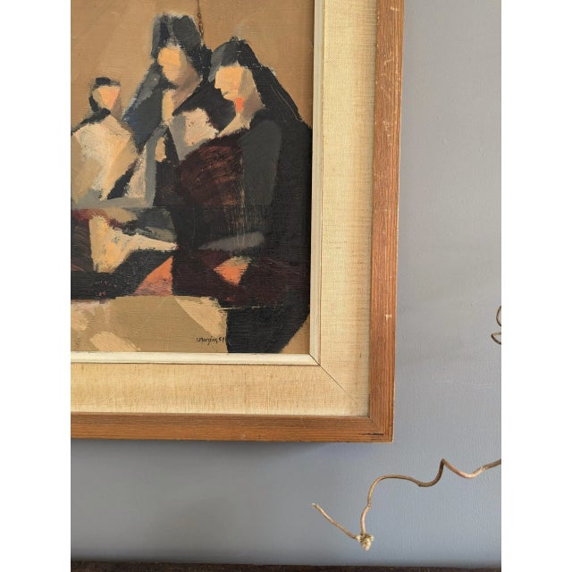 1957 Mid-Century Modern "Senoritas" Vintage Abstract Figurative Oil Painting by Swedish Artist Ivar Morsing, Framed For Sale - Image 9 of 12