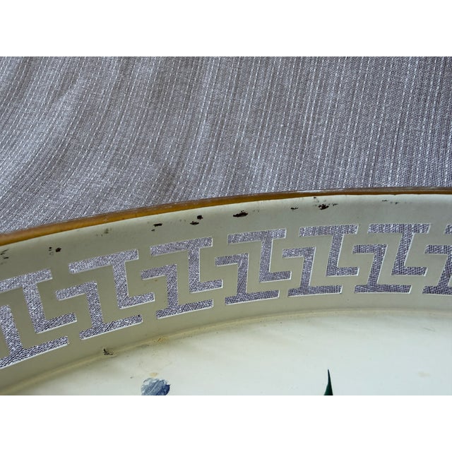 Vintage White Tole Round Tray For Sale - Image 12 of 16