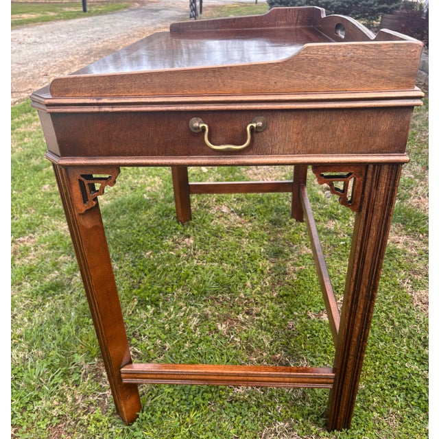 Wood Vintage Lane Altavista Chinese Chippendale Mahogany Writing Desk Table For Sale - Image 7 of 12