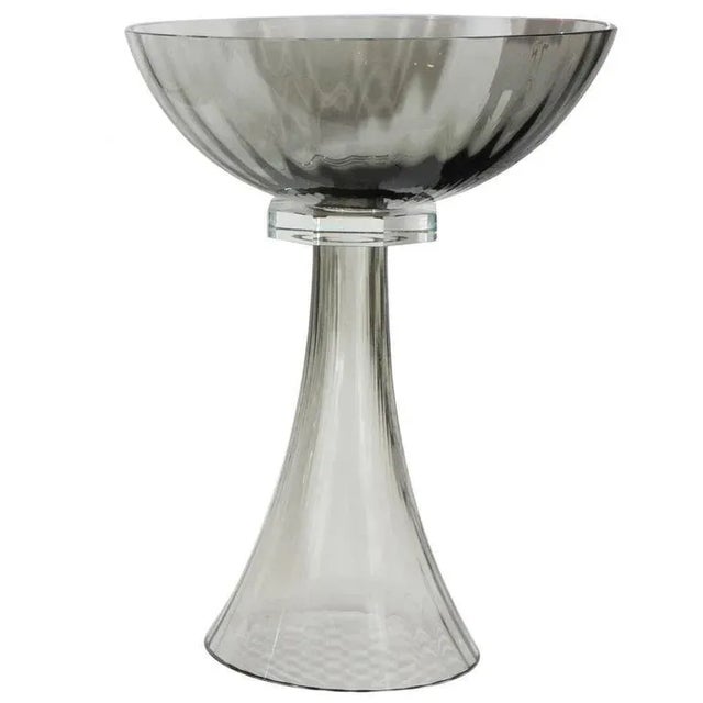 Murano Glass Modernist Bowl or Vase in Handblown Smoked Glass For Sale - Image 11 of 11