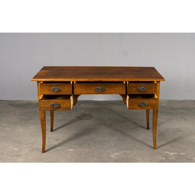 Wood Art Nouveau Desk in Oak For Sale - Image 7 of 18