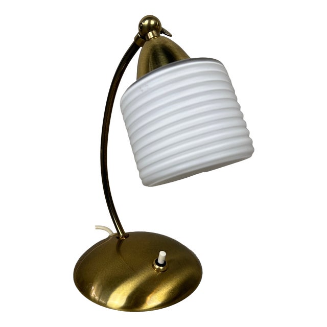 Vintage Brass and Opaline Table Lamp, 1950s For Sale